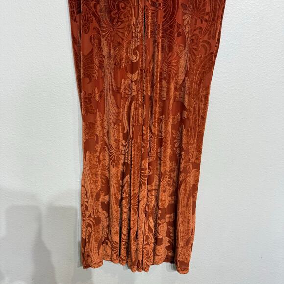 Urban Outfitters Orange Velvet Paisley Flare Pants Sz 6 - Picture 3 of 12